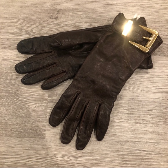 Michael Kors Leather Buckle Gloves - Picture 1 of 6